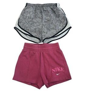 Nike Girls Shorts Set of 2 Size Small Pink Pair and Black/White Pair